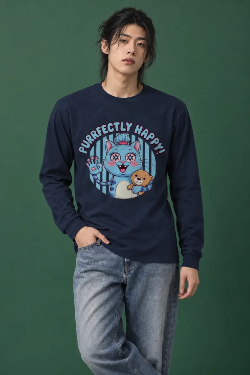 "Purrfectly Happy Cat" Unisex Longsleeve T-shirt