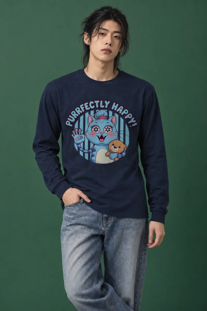 "Purrfectly Happy Cat" Unisex Longsleeve T-shirt
