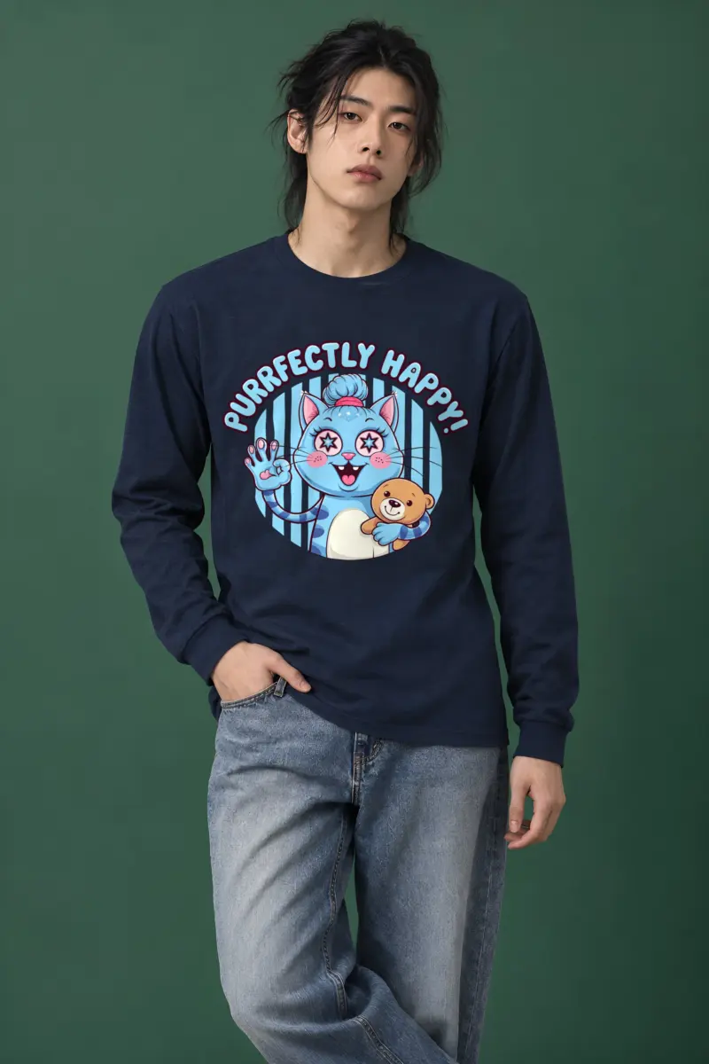 "Purrfectly Happy Cat" Unisex Longsleeve T-shirt