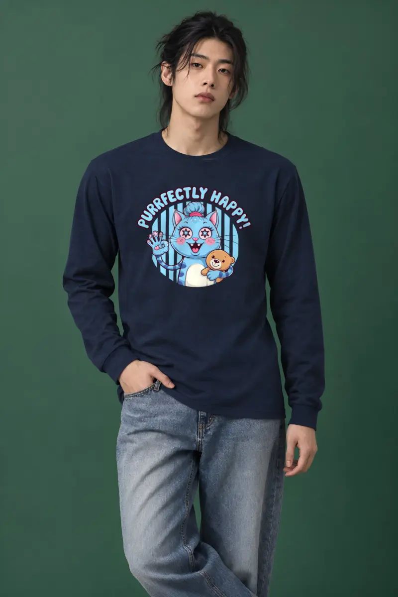 "Purrfectly Happy Cat" Unisex Longsleeve T-shirt