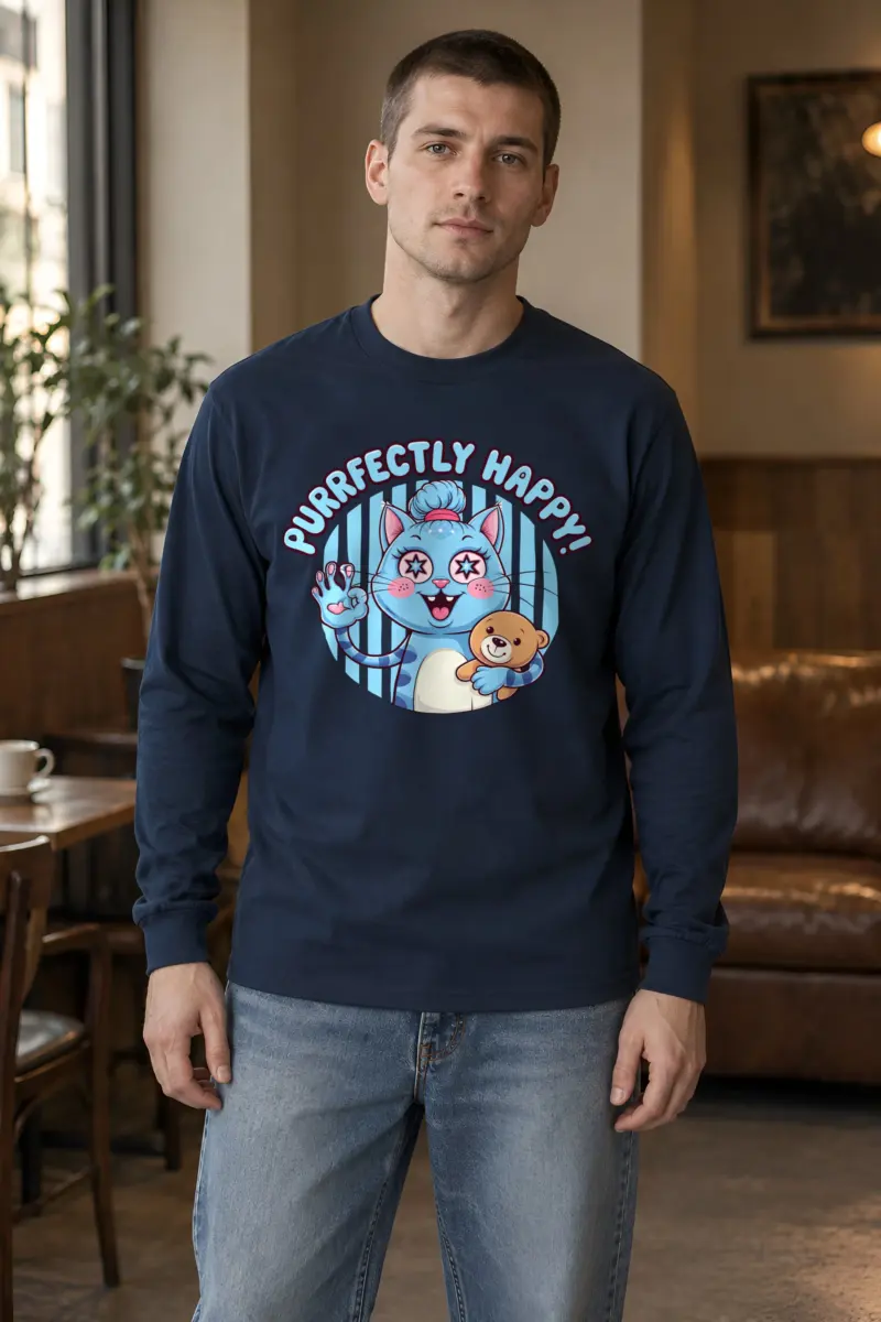 "Purrfectly Happy Cat" Unisex Longsleeve T-shirt