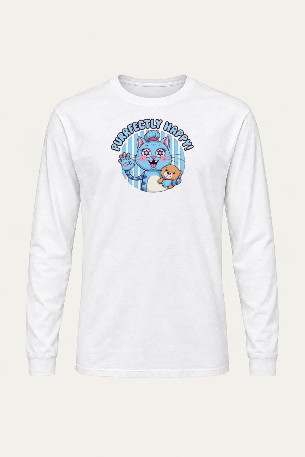 "Purrfectly Happy Cat" Unisex Longsleeve T-shirt | Gildan 2400