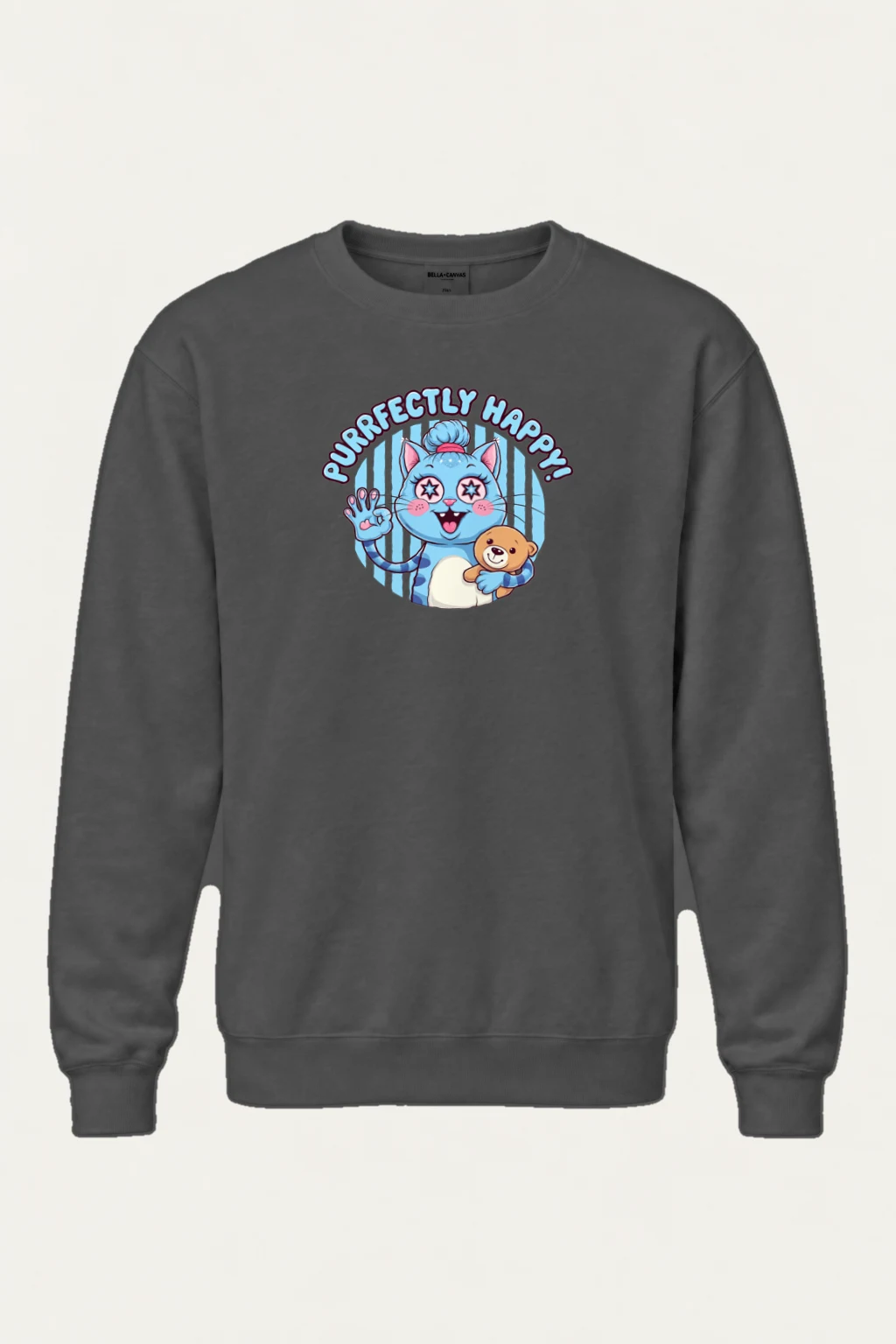 "Purrfectly Happy" Heavy Blend Unisex Crewneck Sweatshirt | Gildan 18000