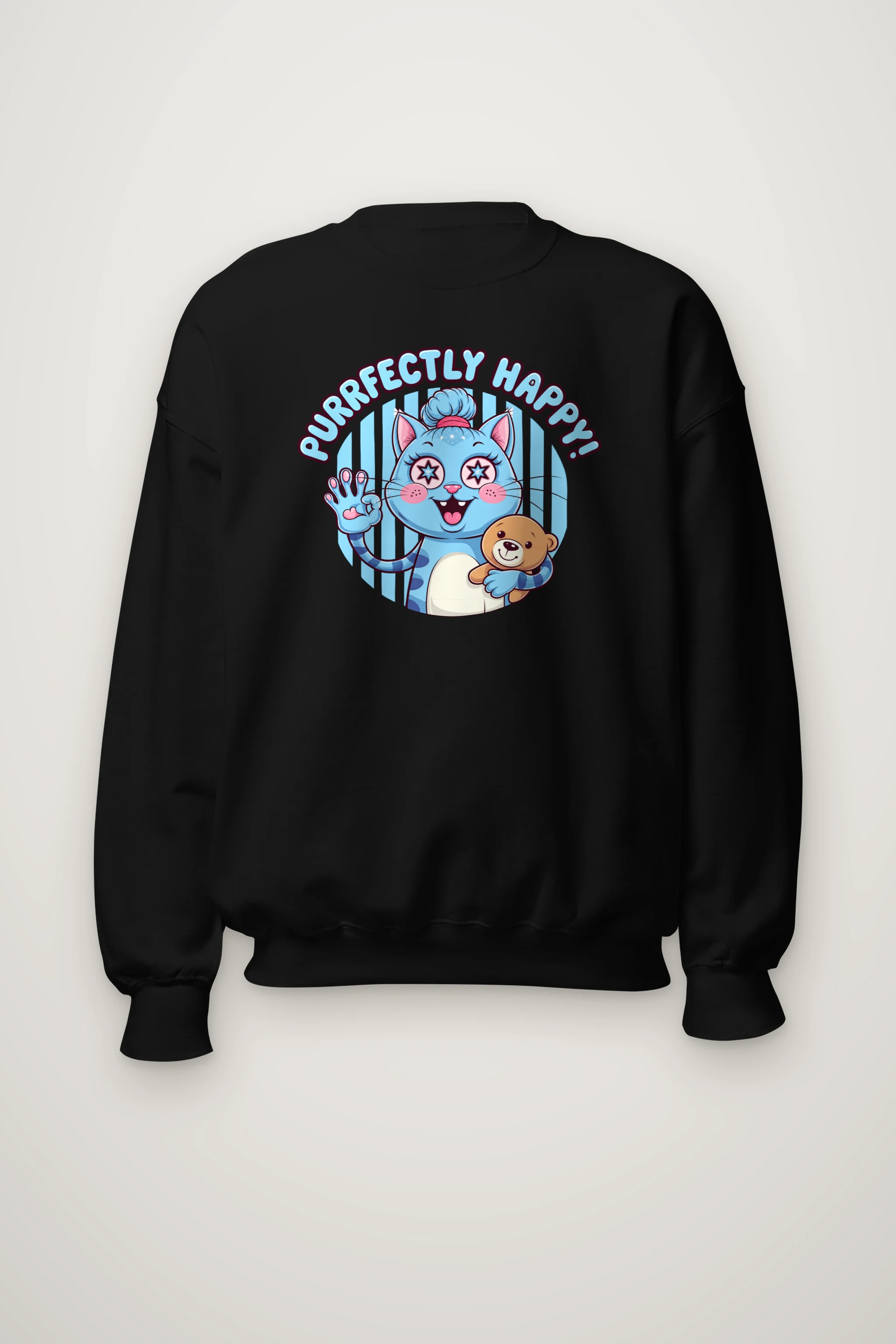 "Purrfectly Happy" Heavy Blend Unisex Crewneck Sweatshirt