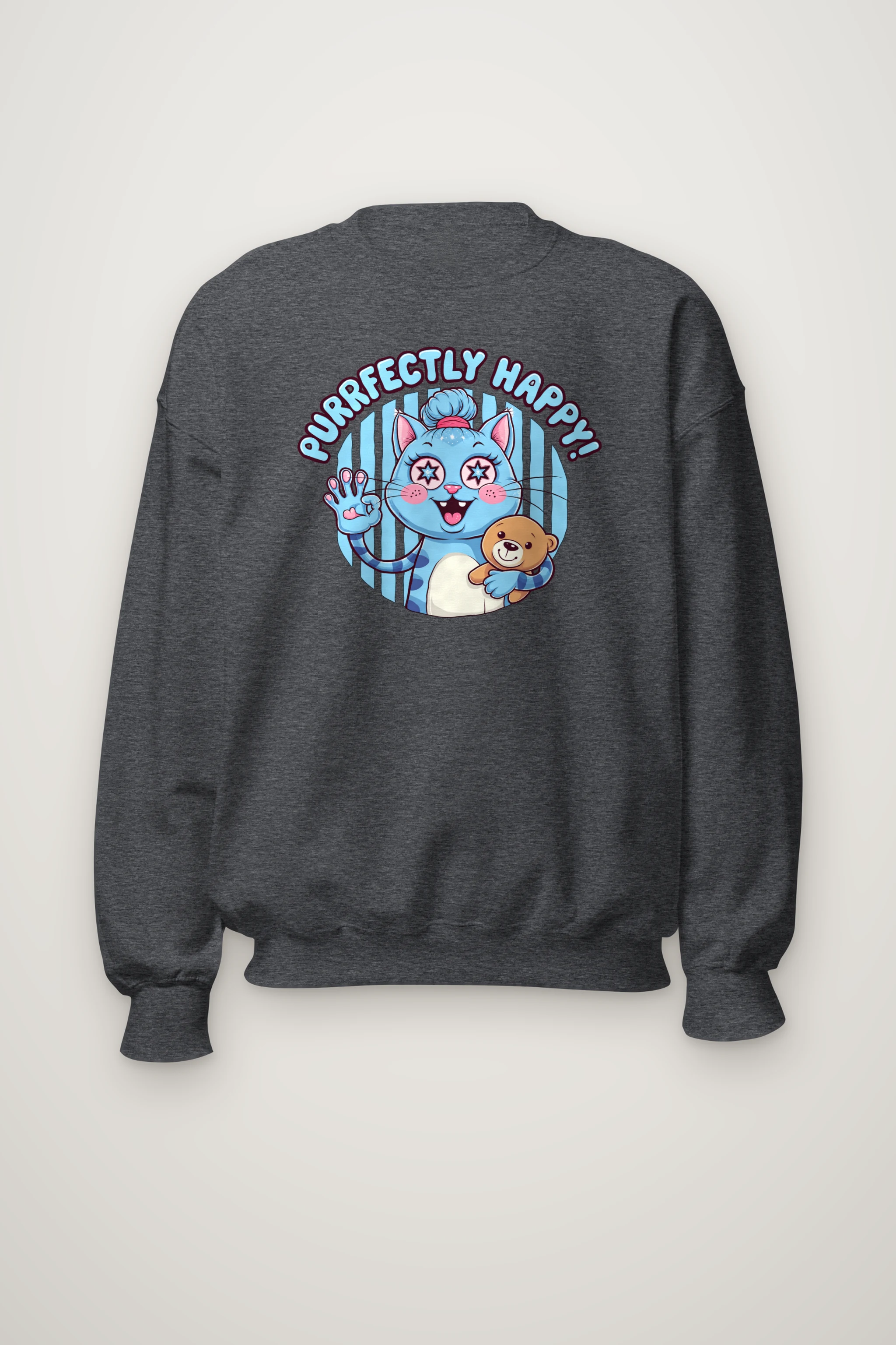 "Purrfectly Happy" Heavy Blend Unisex Crewneck Sweatshirt