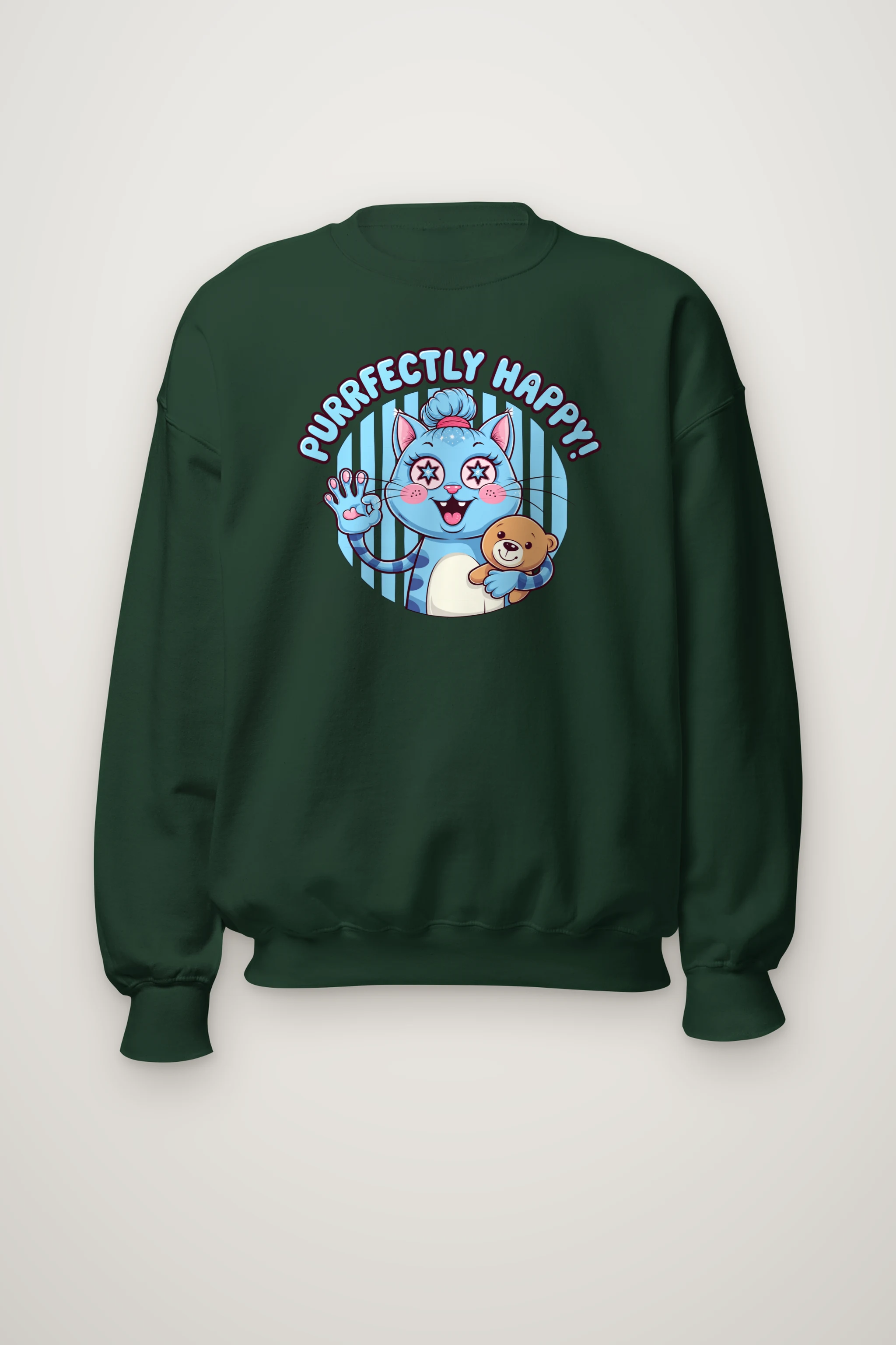 "Purrfectly Happy" Heavy Blend Unisex Crewneck Sweatshirt