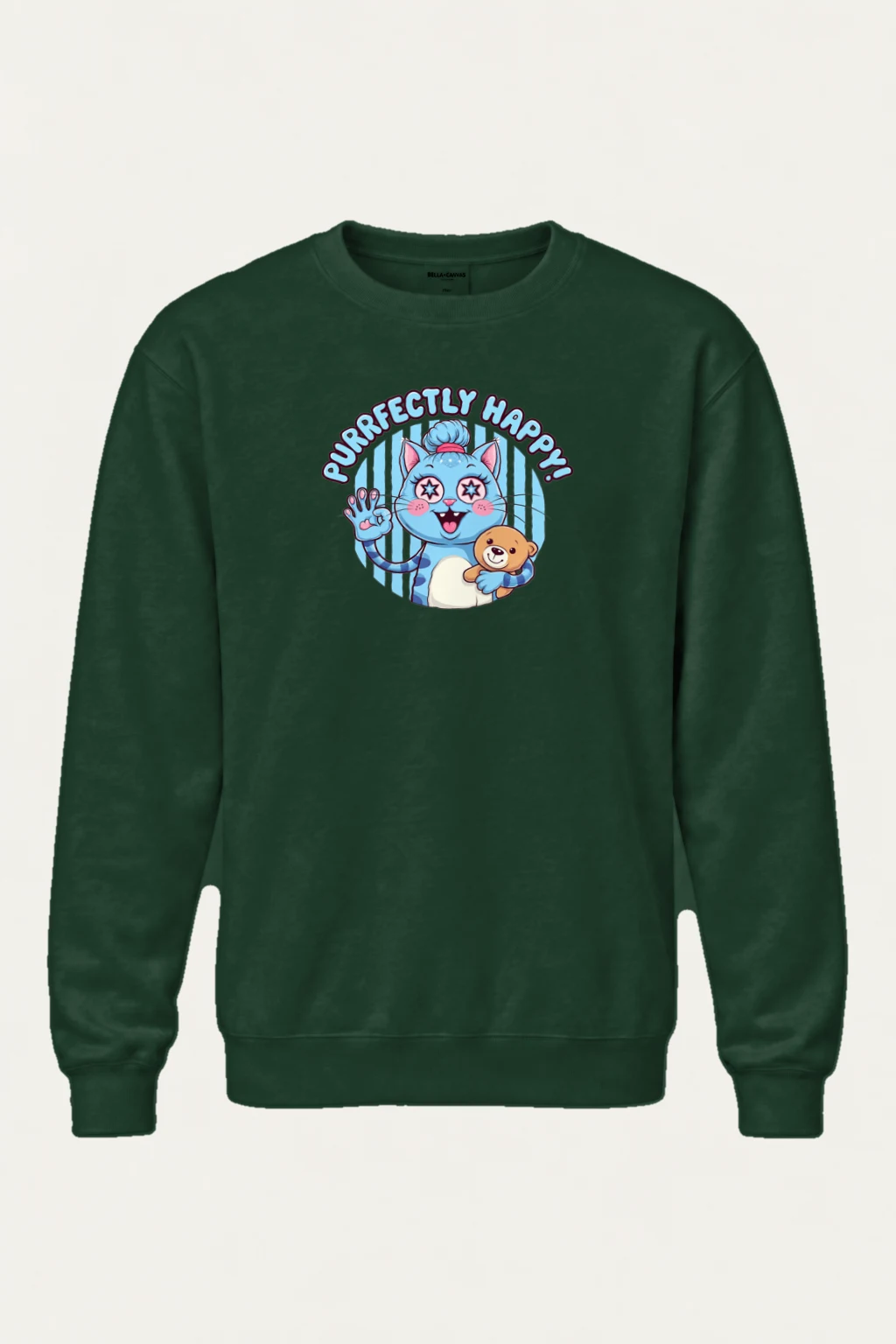 "Purrfectly Happy" Heavy Blend Unisex Crewneck Sweatshirt | Gildan 18000