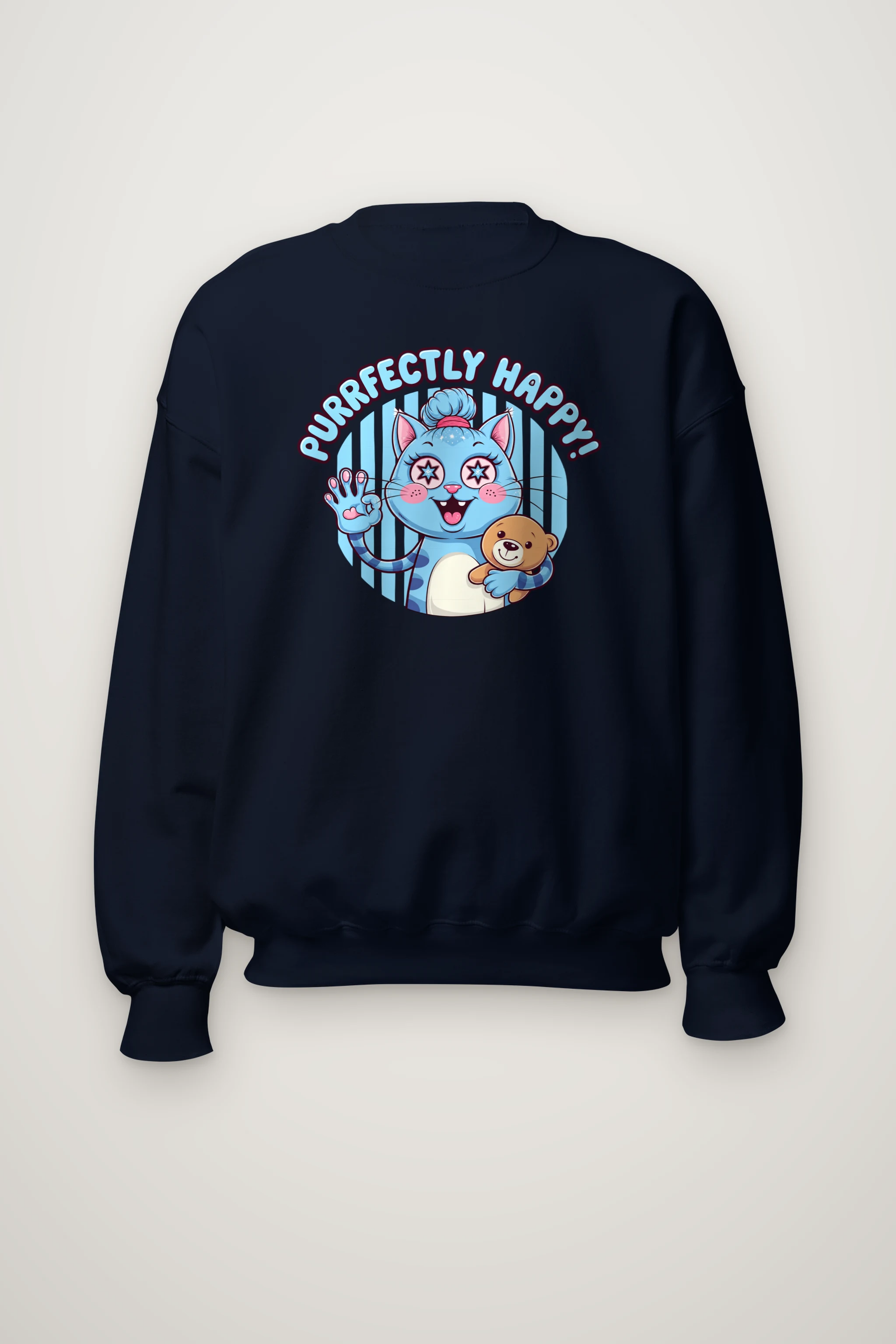 "Purrfectly Happy" Heavy Blend Unisex Crewneck Sweatshirt