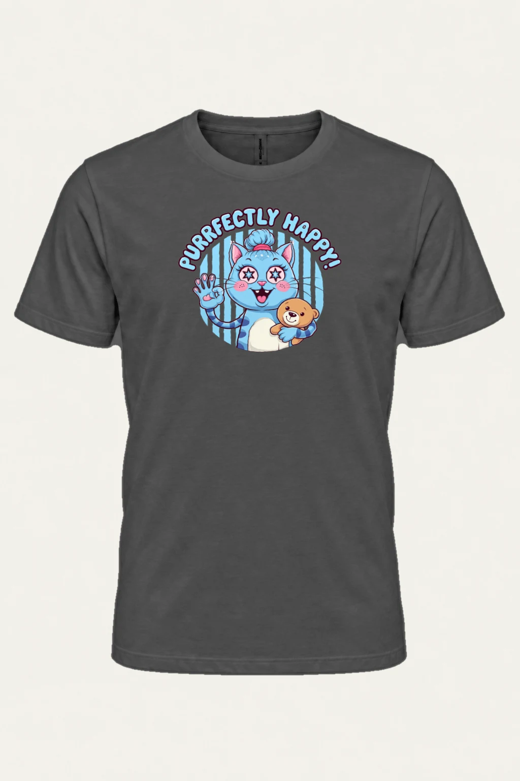 "Purrfectly Happy" Heavyweight Unisex Crewneck T-shirt | Gildan 5000