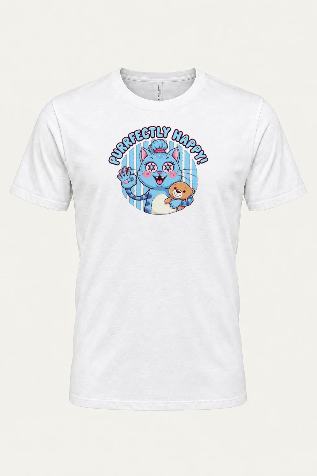 "Purrfectly Happy" Heavyweight Unisex Crewneck T-shirt | Gildan 5000