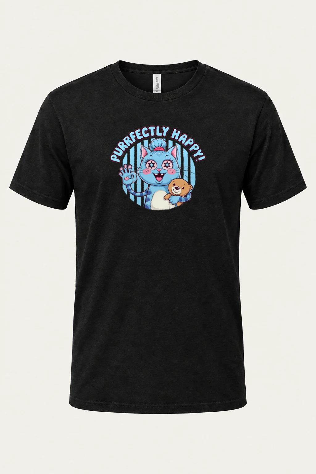 "Purrfectly Happy" Heavyweight Unisex Crewneck T-shirt | Gildan 5000