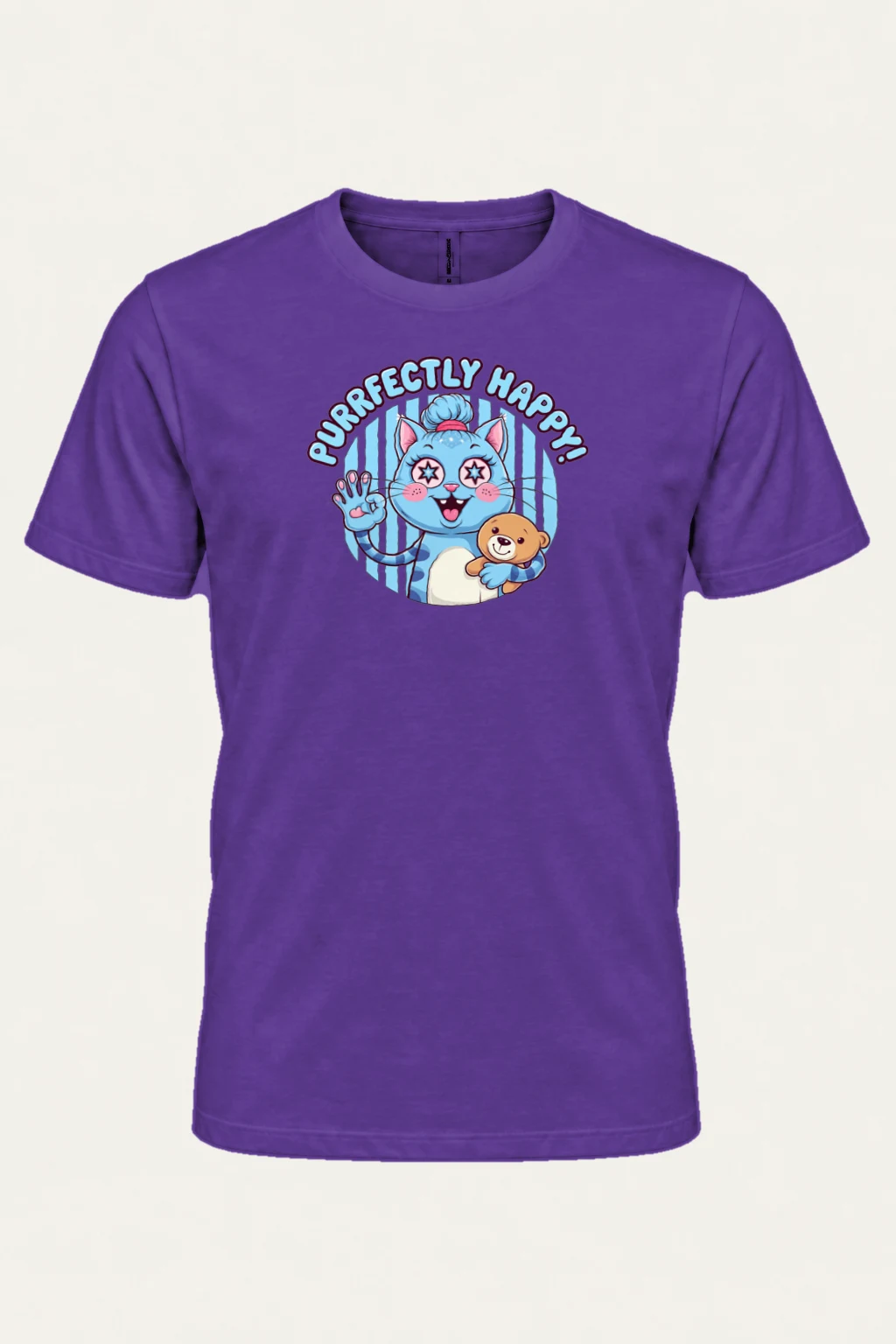 "Purrfectly Happy" Heavyweight Unisex Crewneck T-shirt | Gildan 5000