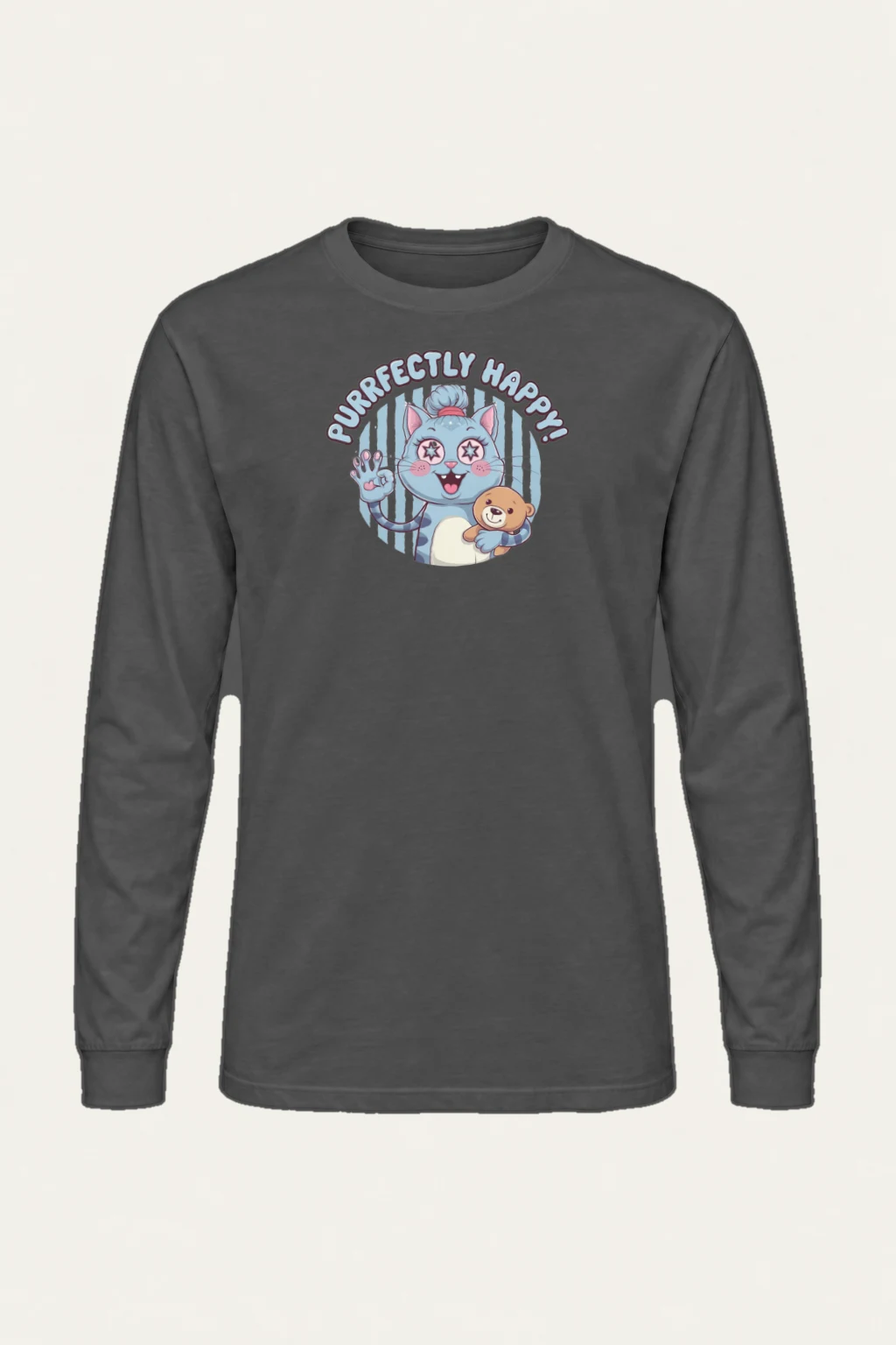 "Purrfectly Happy" Unisex Longsleeve T-shirt | Gildan 2400
