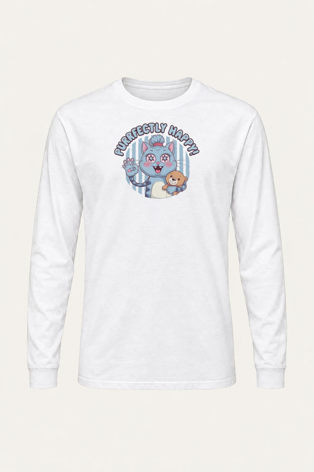 "Purrfectly Happy" Unisex Longsleeve T-shirt | Gildan 2400