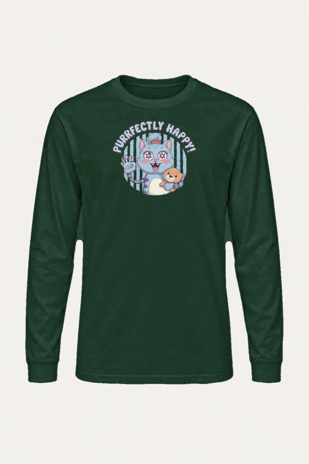"Purrfectly Happy" Unisex Longsleeve T-shirt | Gildan 2400