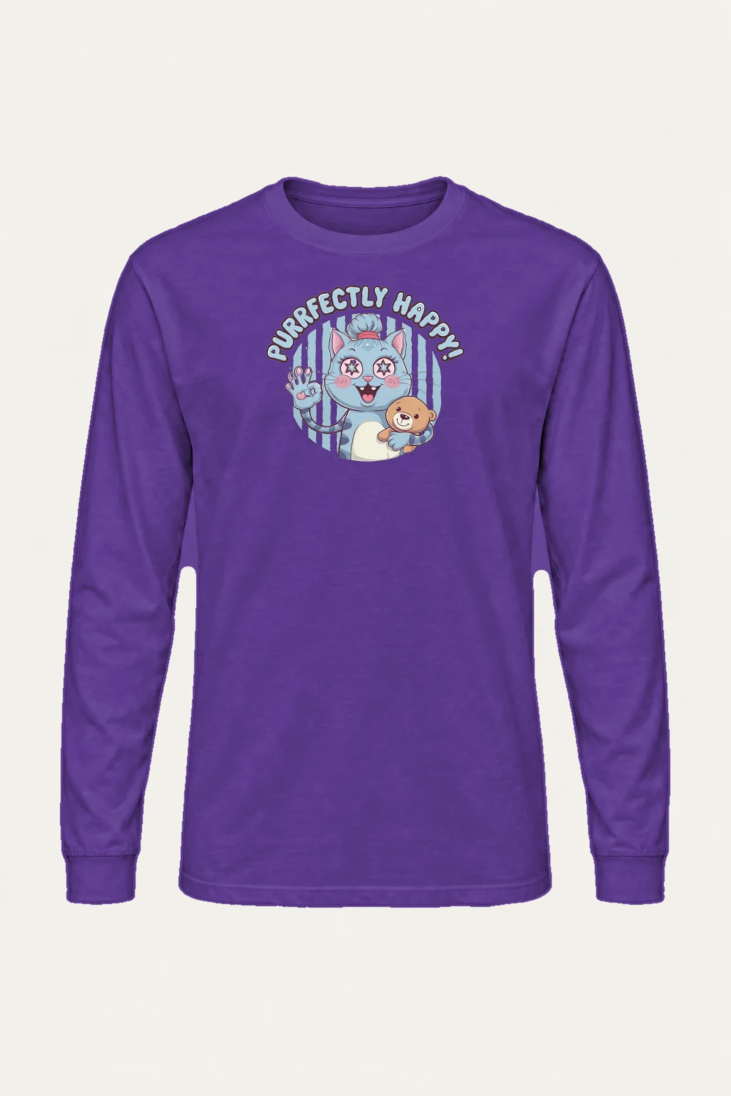 "Purrfectly Happy" Unisex Longsleeve T-shirt | Gildan 2400
