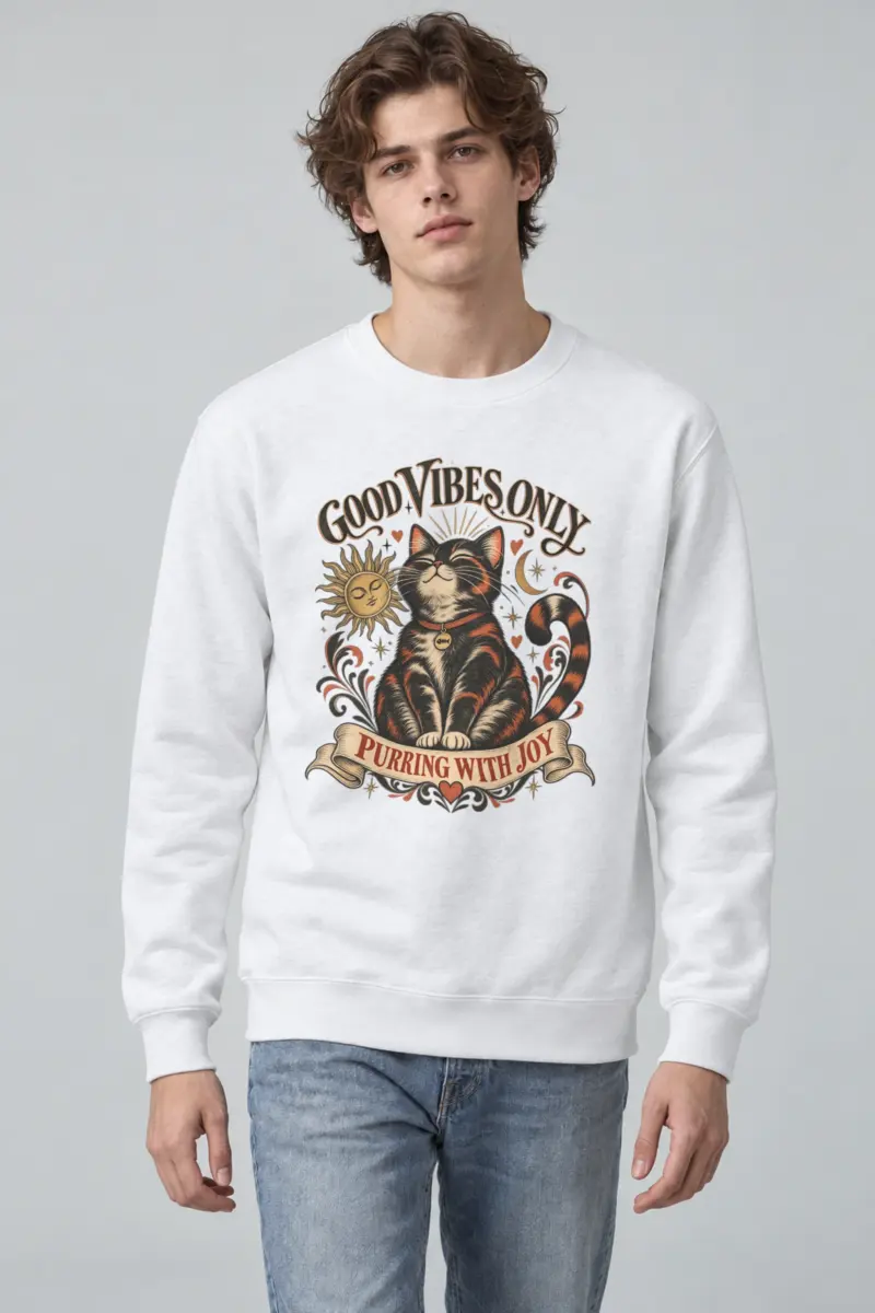 "Purring With Joy" Heavy Blend Unisex Crewneck Sweatshirt