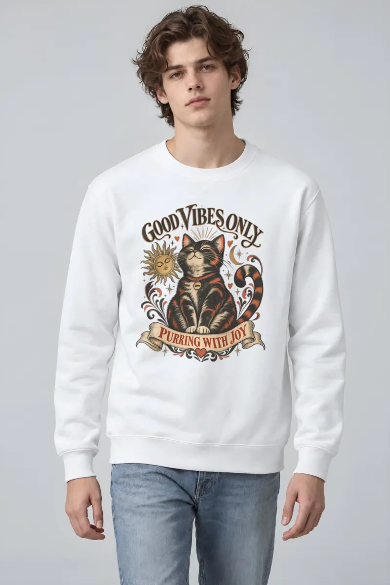 "Purring With Joy" Heavy Blend Unisex Crewneck Sweatshirt