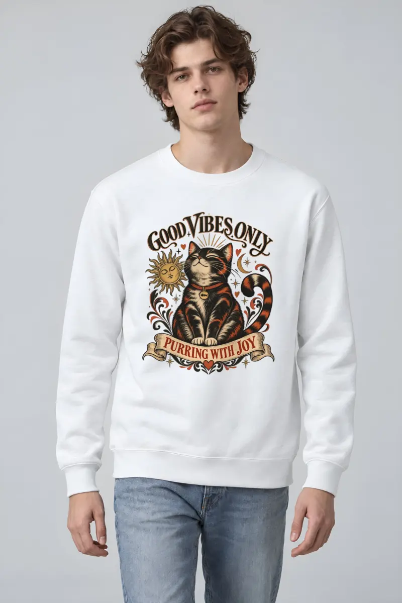 "Purring With Joy" Heavy Blend Unisex Crewneck Sweatshirt