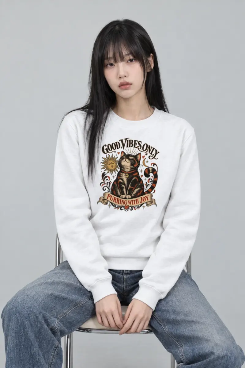 "Purring With Joy" Heavy Blend Unisex Crewneck Sweatshirt