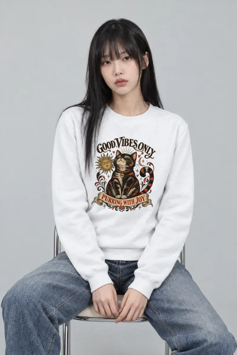 "Purring With Joy" Heavy Blend Unisex Crewneck Sweatshirt