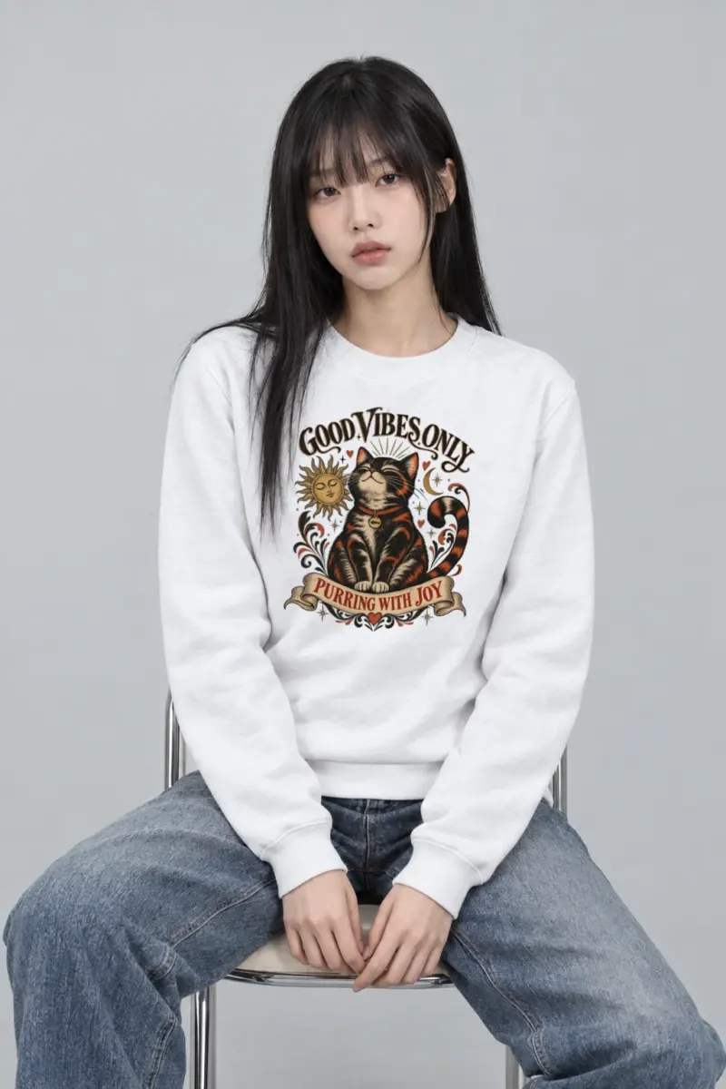 "Purring With Joy" Heavy Blend Unisex Crewneck Sweatshirt