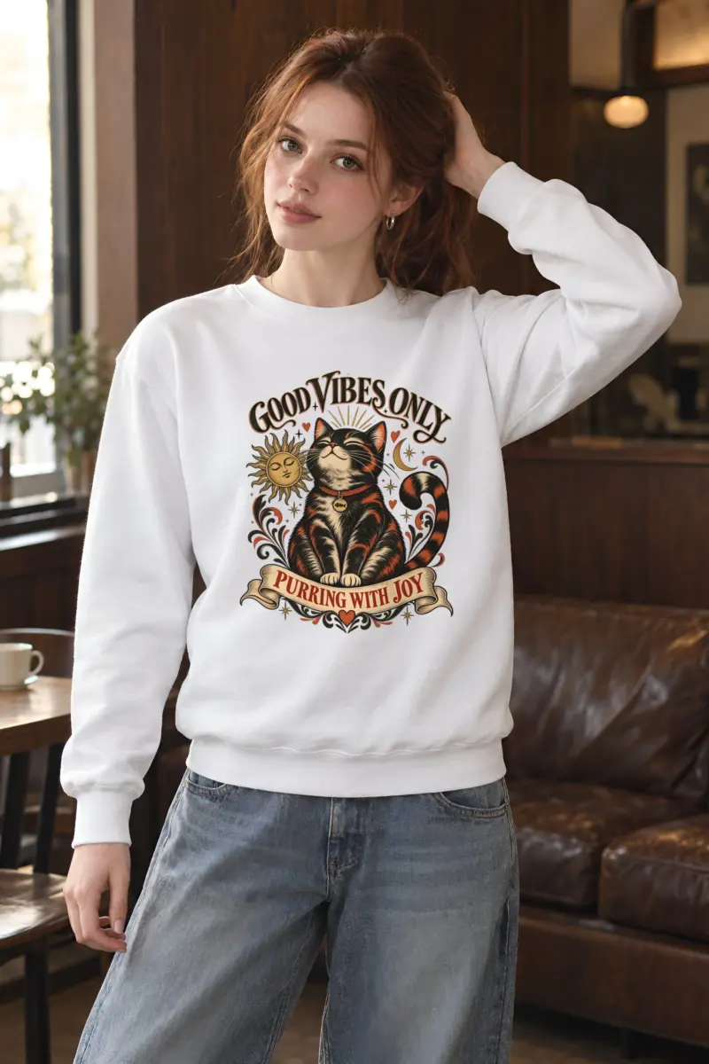 "Purring With Joy" Heavy Blend Unisex Crewneck Sweatshirt