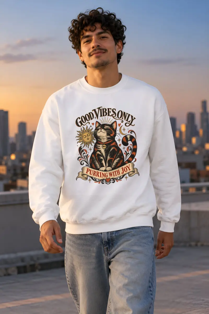 "Purring With Joy" Heavy Blend Unisex Crewneck Sweatshirt