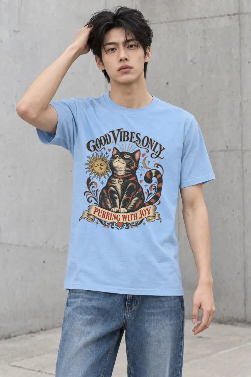 "Purring With Joy" Heavyweight Unisex Crewneck T-shirt