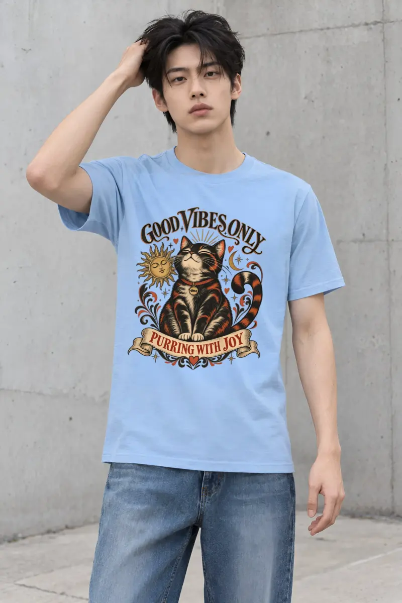 "Purring With Joy" Heavyweight Unisex Crewneck T-shirt