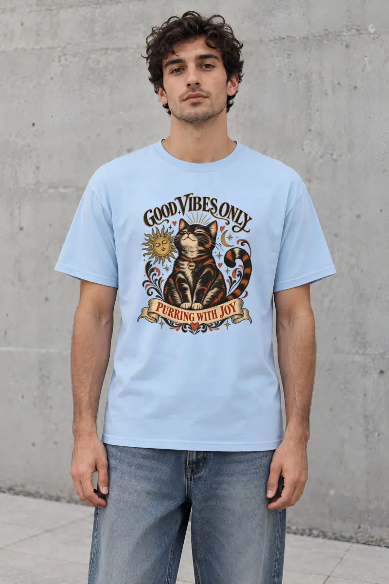 "Purring With Joy" Heavyweight Unisex Crewneck T-shirt