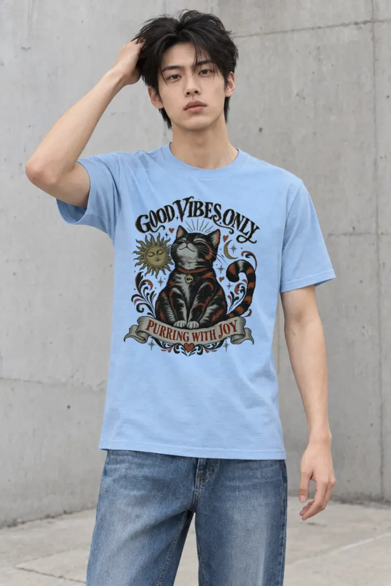 "Purring With Joy" Heavyweight Unisex Crewneck T-shirt