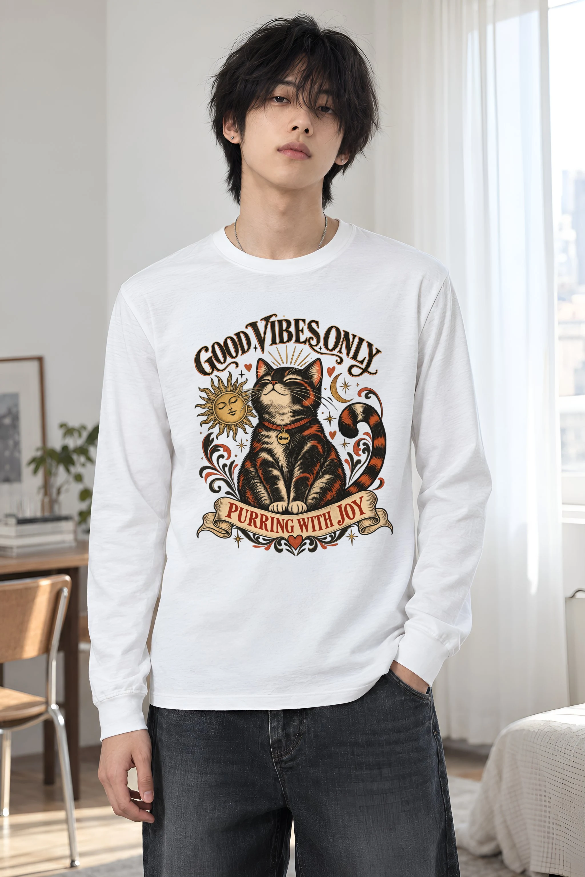 "Purring With Joy" Unisex Longsleeve T-shirt