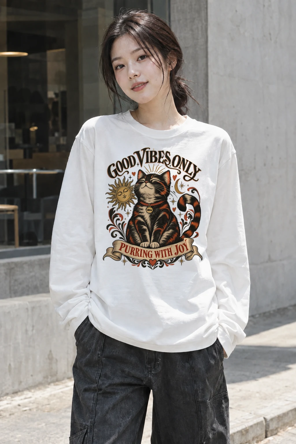 "Purring With Joy" Unisex Longsleeve T-shirt | Gildan 2400