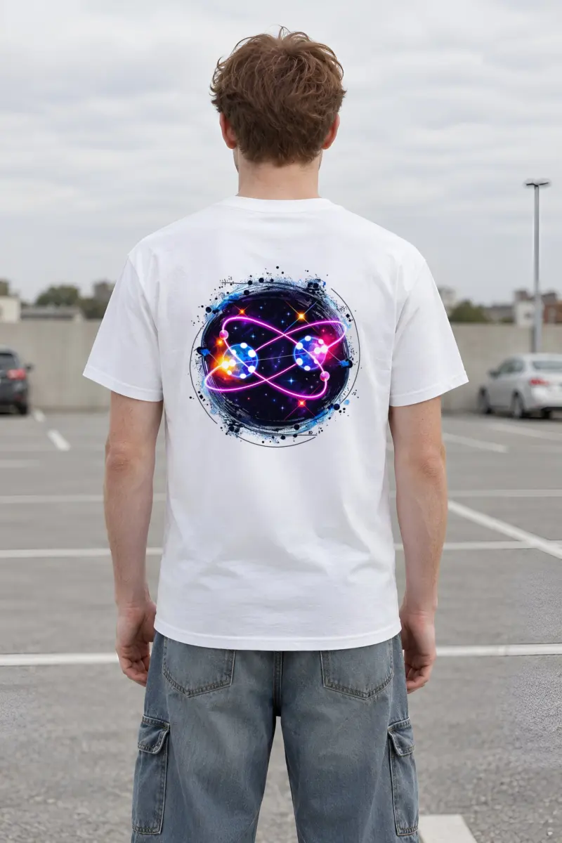 "Quantum Orbit Glow" Heavyweight Unisex Crewneck T-shirt