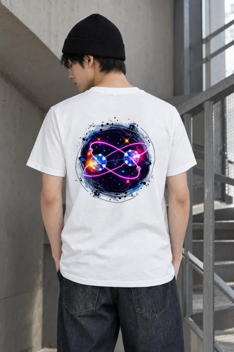 "Quantum Orbit Glow" Heavyweight Unisex Crewneck T-shirt | Gildan 5000