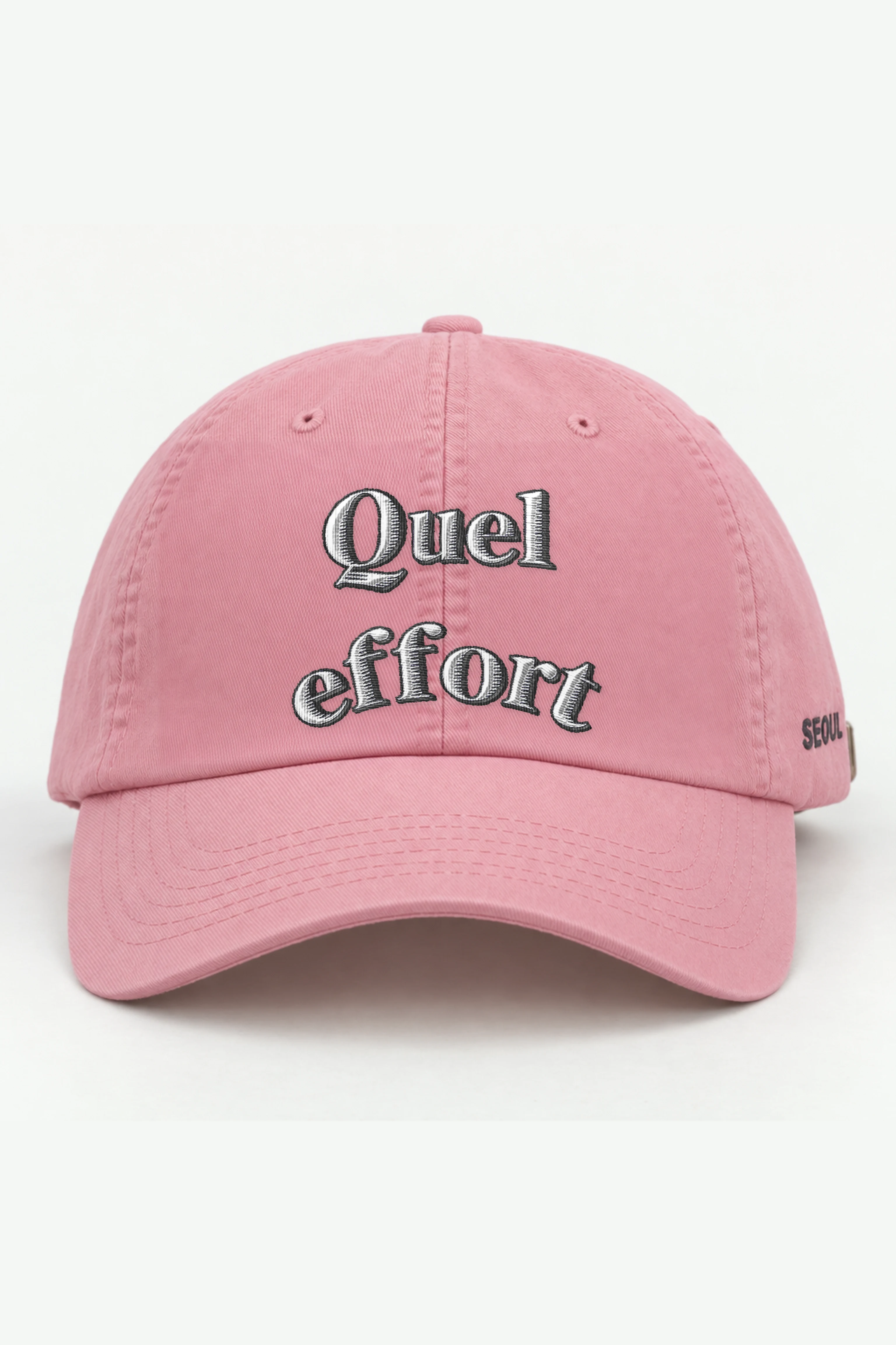 "Quel Effort" Classic Dad Hat · Embroidered — pink/cap-front