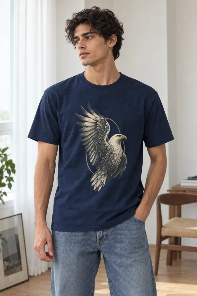 "Quiet Eagle Ascent" Heavyweight Unisex Crewneck T-shirt | Gildan 5000