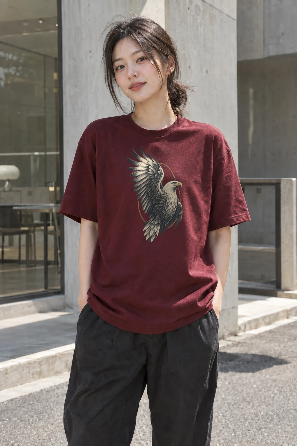 "Quiet Eagle Ascent" Heavyweight Unisex Crewneck T-shirt | Gildan 5000