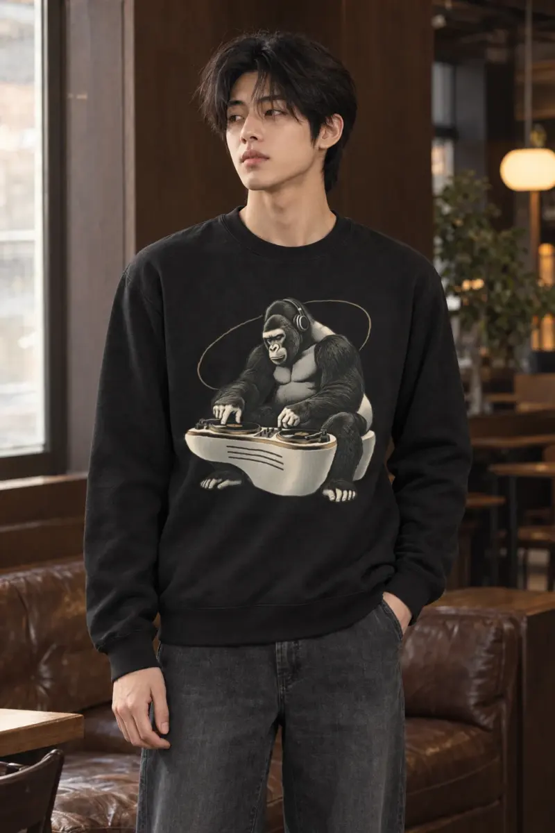 "Quiet Frequency Gorilla" Heavy Blend Unisex Crewneck Sweatshirt