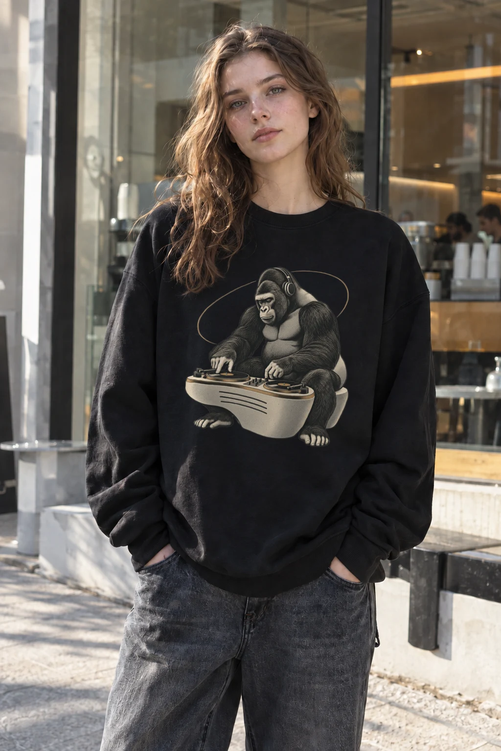 "Quiet Frequency Gorilla" Heavy Blend Unisex Crewneck Sweatshirt | Gildan 18000