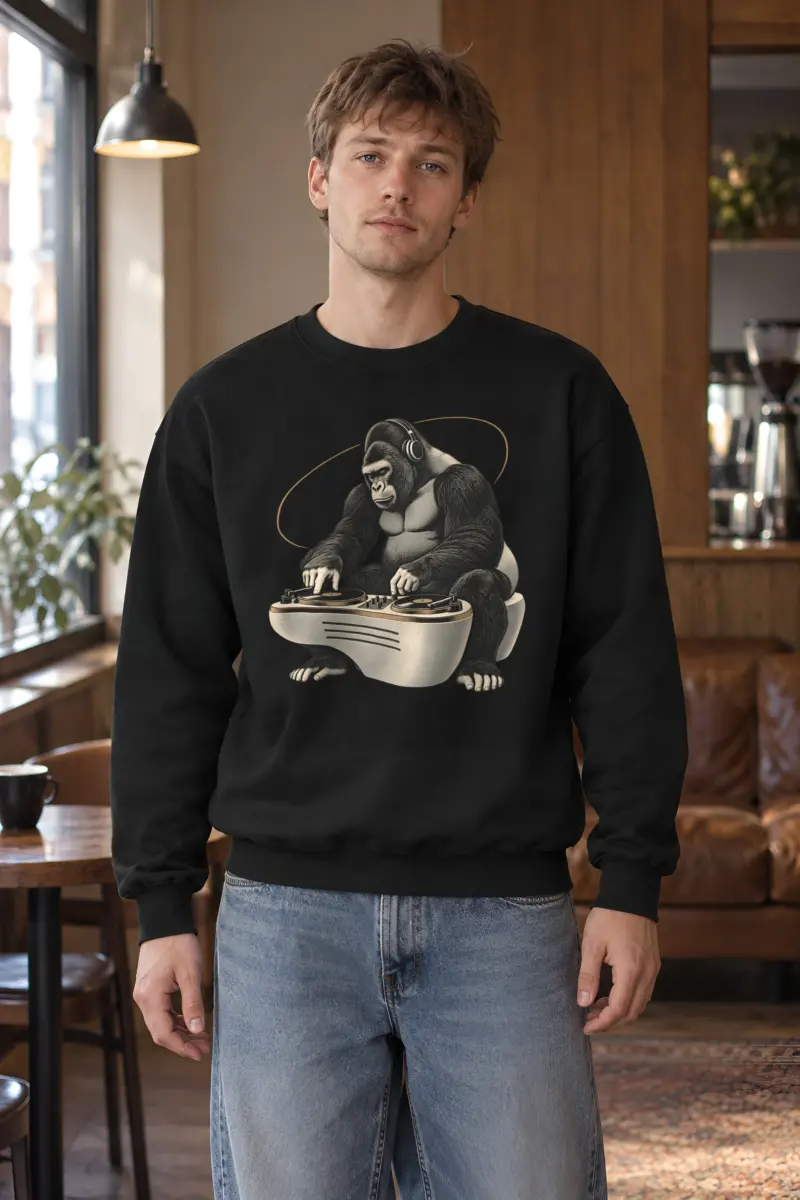 "Quiet Frequency Gorilla" Heavy Blend Unisex Crewneck Sweatshirt