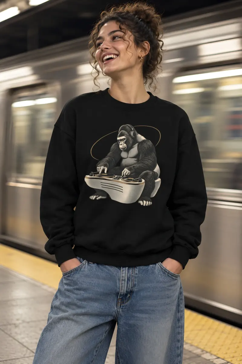 "Quiet Frequency Gorilla" Heavy Blend Unisex Crewneck Sweatshirt