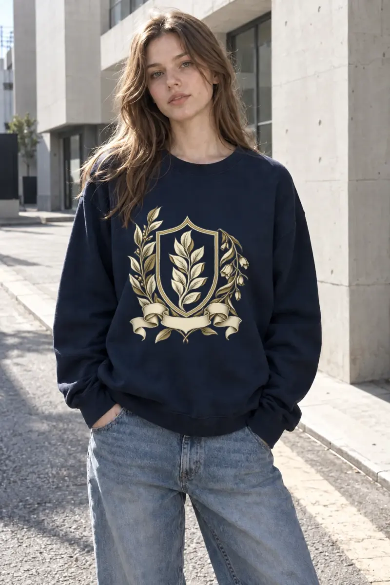 "Quiet Laurel Crest" Heavy Blend Unisex Crewneck Sweatshirt | Gildan 18000