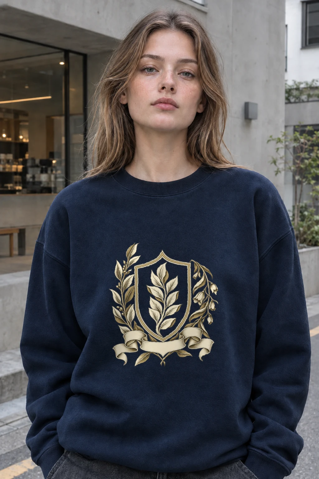 "Quiet Laurel Crest" Heavy Blend Unisex Crewneck Sweatshirt | Gildan 18000