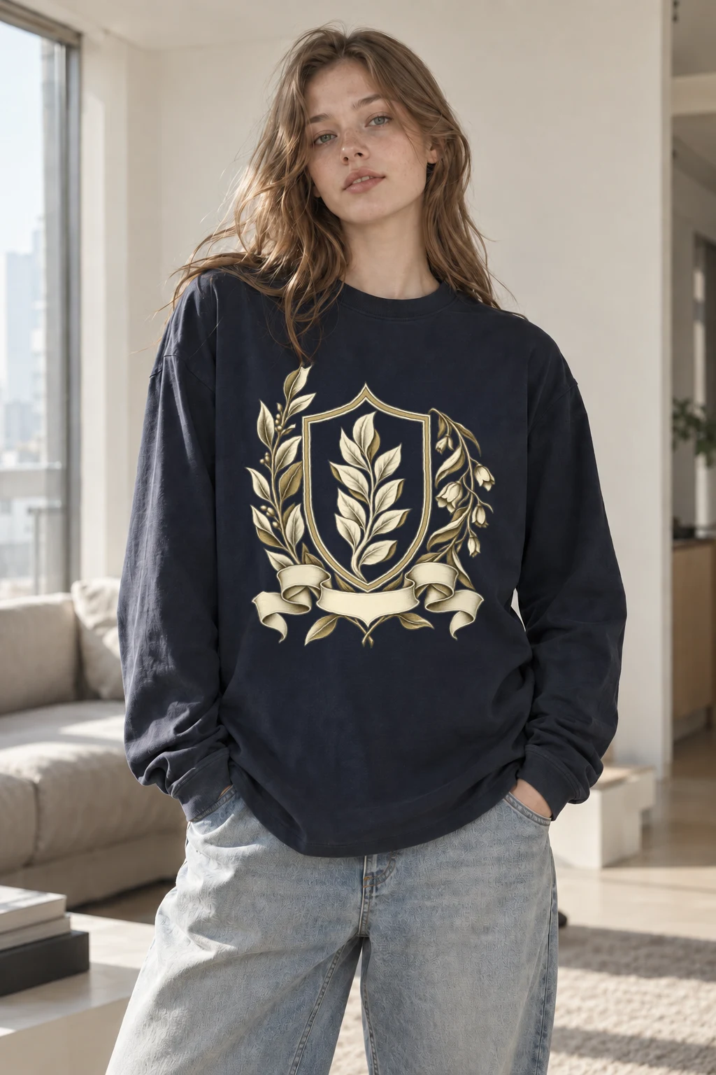 "Quiet Laurel Crest" Unisex Longsleeve T-shirt | Gildan 2400