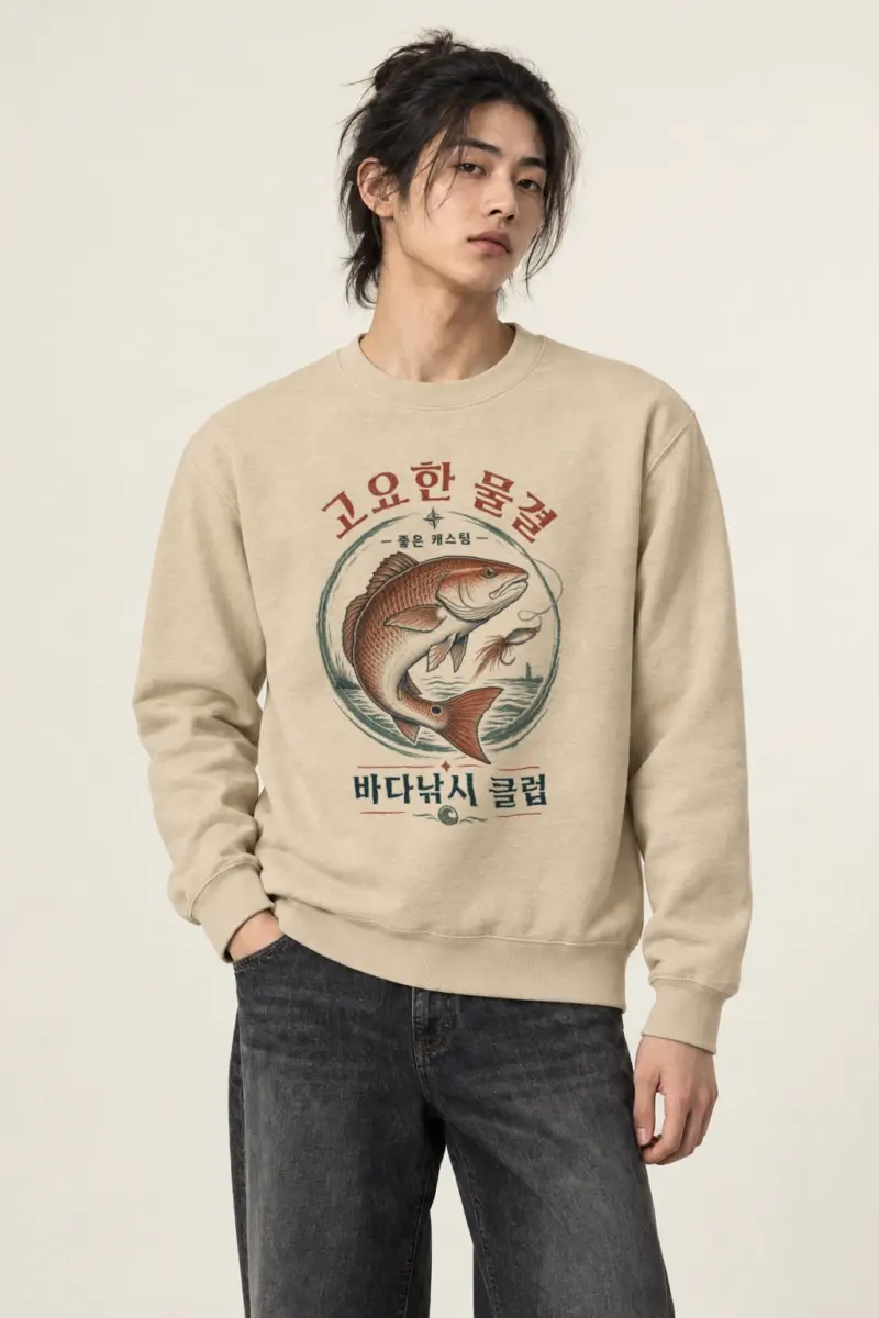 "Quiet Waves Casting" Heavy Blend Unisex Crewneck Sweatshirt