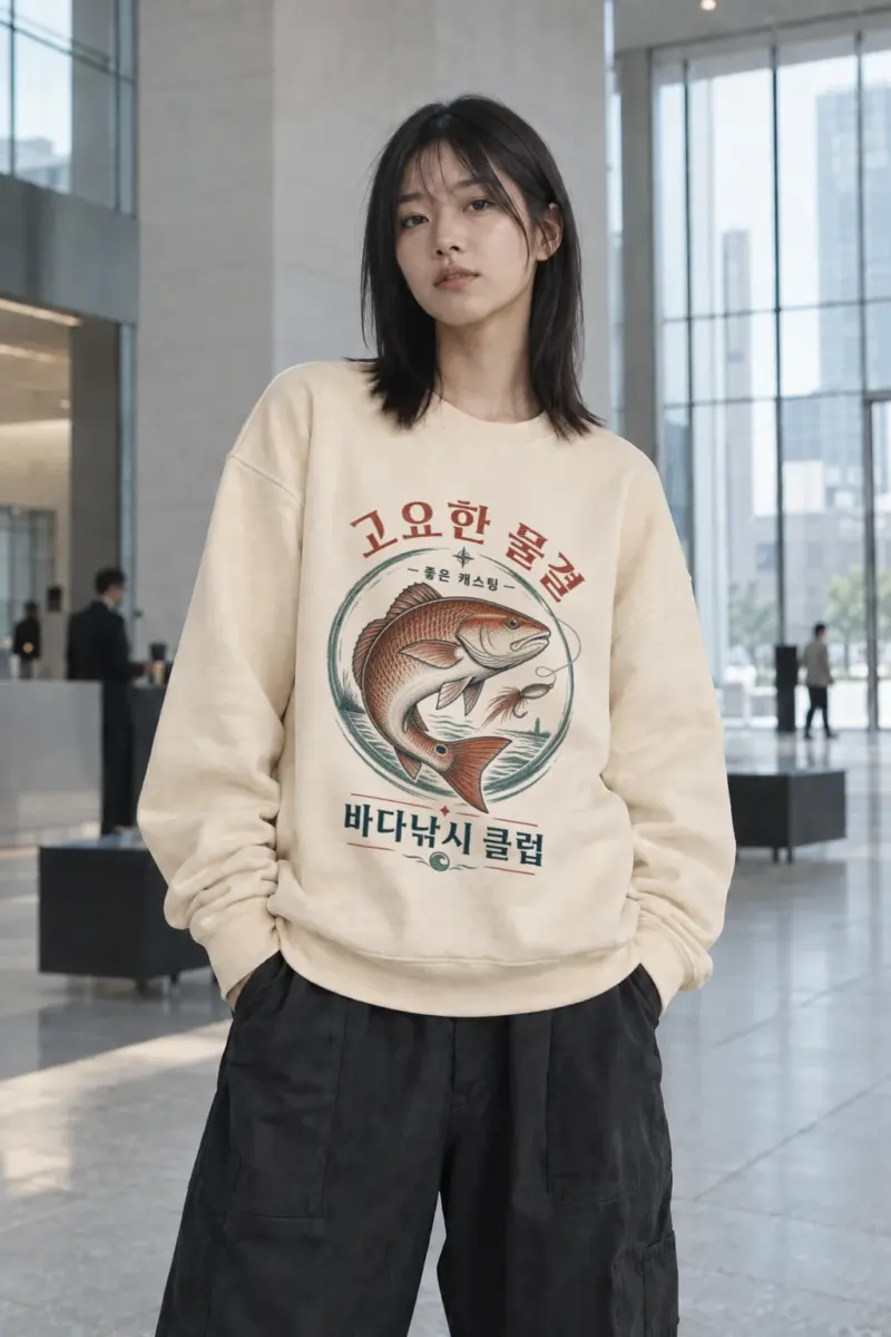 "Quiet Waves Casting" Unisex Sponge Fleece Crewneck Sweatshirt | Bella + Canvas 3901