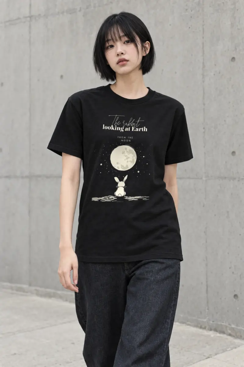 "Rabbit From The Moon" Heavyweight Unisex Crewneck T-shirt