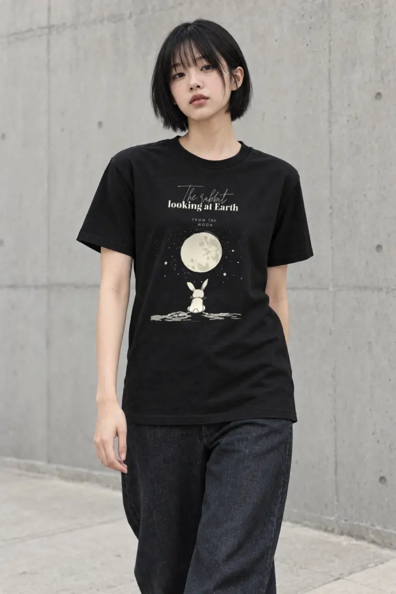 "Rabbit From The Moon" Heavyweight Unisex Crewneck T-shirt | Gildan 5000